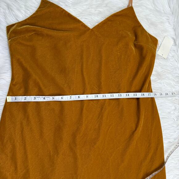 Good American Velvet Slip Dress Gold Metallic Size 3 Large Feminine Sexy NWT - Picture 6 of 13